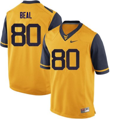 Men's West Virginia Mountaineers NCAA #80 Jesse Beal Yellow Authentic Nike Stitched College Football Jersey HJ15F56WD